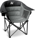 NAIZEA Padded Camping Chair Outdoor Folding Chair Portable Heavy Duty Arm Chairs with Side Pockets Cup Holder for Beach Lawn Picnic Fishing Backpacking