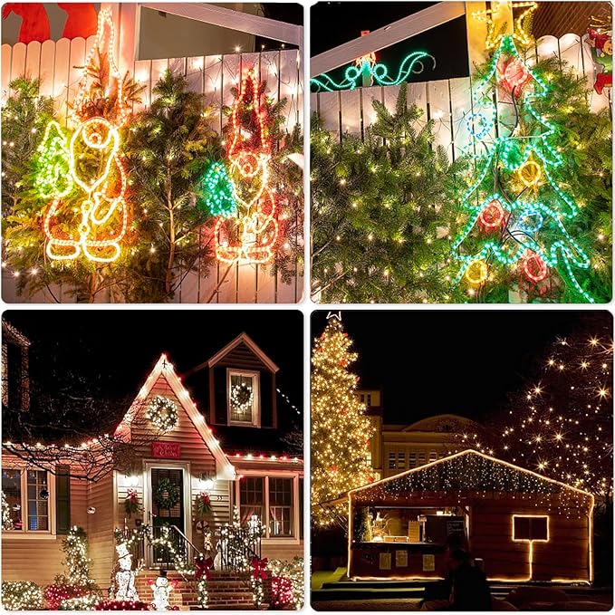 Vigdur 33FT Solar Rope Lights Outdoor - 100 LEDs 18 Color Changing LED Rope Lights Waterproof with Remote &amp Timer &amp 8 Lighting Modes Outdoor Trampoline Lights for Xmas Garden Fence Tree Party