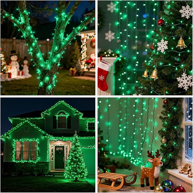 500 LED Green Christmas Tree Light170ft Connectable Christmas Lights with 8Modes UL Certified Lights String Outdoor for Christmas Holiday Party Decor