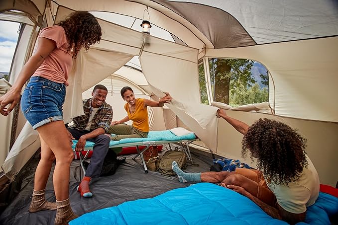 Coleman WeatherMaster 10-Person Camping Tent with Rainfly &amp Room Divider Spacious Weatherproof Family Tent with Carry Bag
