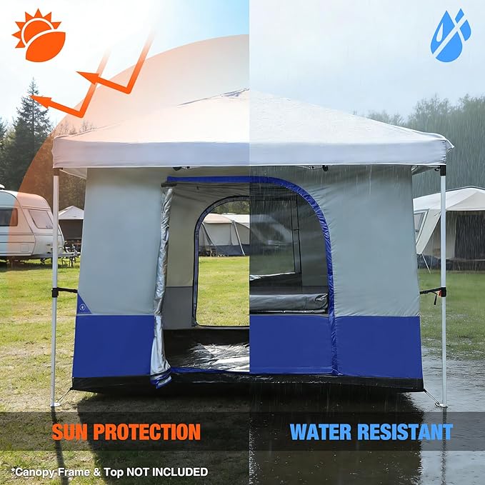 REDCAMP Canopy Camping Tent for Pop Up Canopy Tent Inner Tent Converts Straight Leg 10'x10' or 10'x20' Canopy into Camping Tent Fits 4-6 Person(Frame/Shelter NOT Included)
