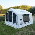 8㎡ Luxury Inflatable Camping Tent for 3-8 People UV-Resistant 4-Season Family Tent with Chimney Port &amp Skylight Oxford Fabric or Tech Cotton – White Tank Gray Aurora Green