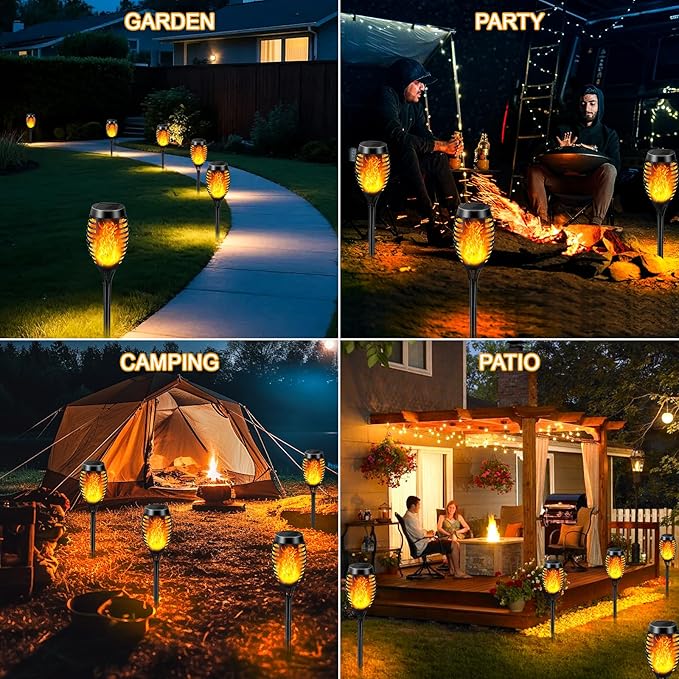 Solar Lights Outdoor 12 Pack Solar Torch Light with Flickering Flame Waterproof Outdoor Lighting Solar Powered Pathway Lights Decoration Lighting for Garden Yard Patio Auto On/Off