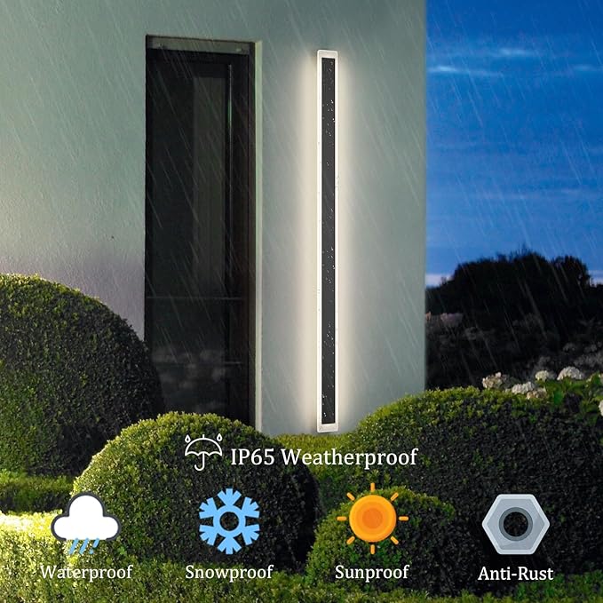 56In Long Outdoor Wall Light 4000K Dimmable IP65 Waterproof Linear Outdoor Light Modern Exterior Wall Lighting for Porch House