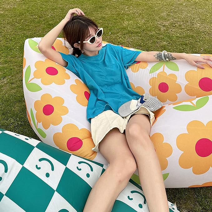 Inflatable Lounger Air Sofa Chair Camping &amp Beach Accessories Portable Water Proof Couch for Hiking Picnics Outdoor Music Festivals &amp Backyard Lightweight Air Hammock (170x80cm / 66.9x3
