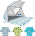 OutdoorMaster Pop Up Beach Umbrella Portable Beach Tent Shelter Beach Shade Sun Canopy with UPF 50+ UV Protection Extendable Floor with Carrying Bag