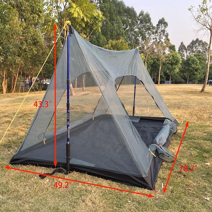Ultralight Mosquito Net Tent for 1 Person Tear-Resistant Mesh Bug Shelter with Double Doors Hanging Hook &amp Storage Pocket Easy Setup with Stakes &amp Ropes for Camping Hiking Outdoor Travel