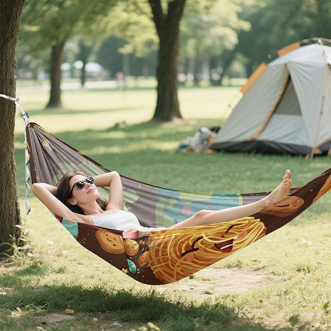 OTVEE Camping Hammock Space Treat Art Portable Hammocks 500lb Upgraded Thickened Durable Single Hammocks with Tree Straps &amp Travel Bag for Camping Outdoor Indoor Patio Backyard