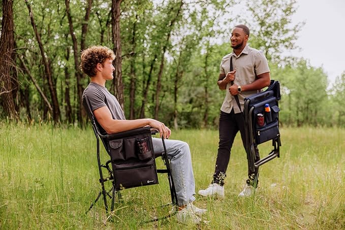 Picnic TIME NFL Woodland Rocking Camping Chair with Storage Caddy Camp Chair for Adults