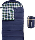 Sleeping Bag - 32F Comfort Rated 3-Season Envelope-Style Sleep Bag with Hood for Backpacking Hiking and Camping by Wakeman