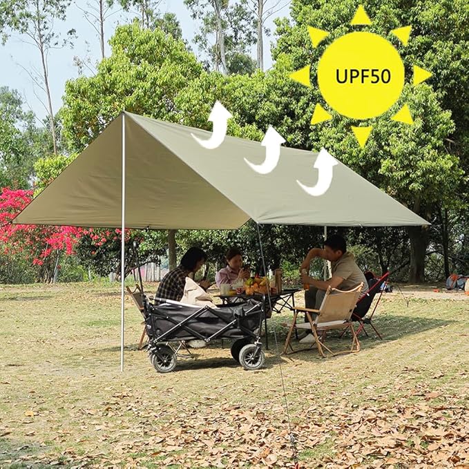 10x16 ft Car Side Awning with Pole Outdoor Camping Tent Tarp Waterproof Canopy Shade Sun Shelter