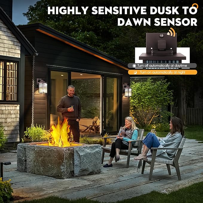 Outdoor Wall Lights for House Exterior Dusk to Dawn Porch Lights Outdoor Waterproof Matte Black Front Door Light Fixture &amp Garage Lighting with Wall Mount Sconce(Oil-Rubbed Bronze)