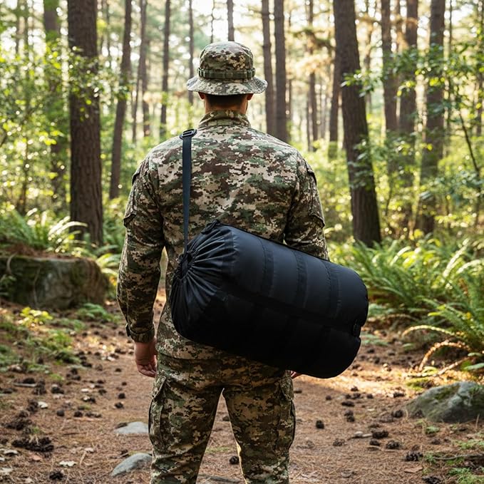 Macarrie Army Modular Military Sleeping Bag System for Adults Camo Thickened Multi Layered MSS Mummy Shaped Sleeping Bag with Bivy Cover for Winter Camping Gear