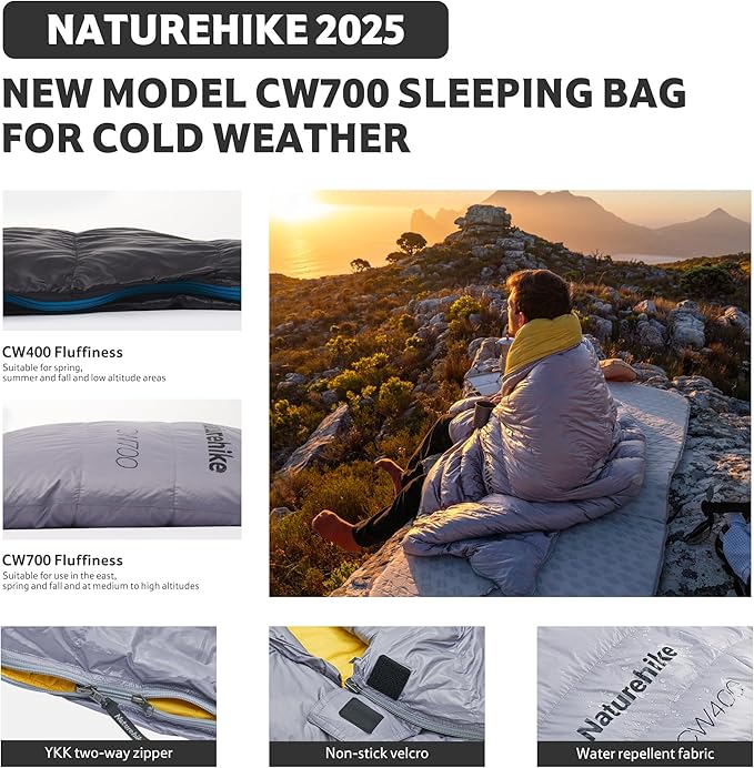 Naturehike 0 Degree Ultralight Down Sleeping Bag for Adults 650 Fill Power Backpacking Cold Weather Sleeping Bag with RDS Down -2℉ / 18℉ Sleeping Bags for Camping Hiking