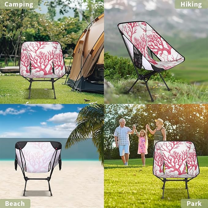 Honeybaby Folding Camping Chair Ocean Coral Print Camping Chairs Lightweight Portable Chair Outdoor Foldable Chairs for Camping Travel Picnic Beach Hiking