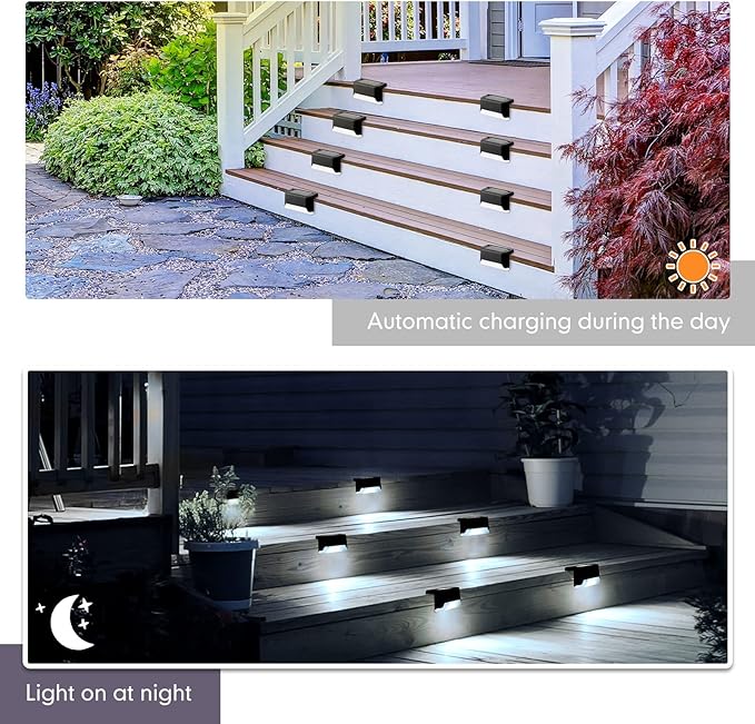 Tuanse 36 Pack Solar Deck Lights Outdoor Step Waterproof LED Stairs Lights Outside Fence Step for Pool Garden Wall Patio Yard Porch(White)