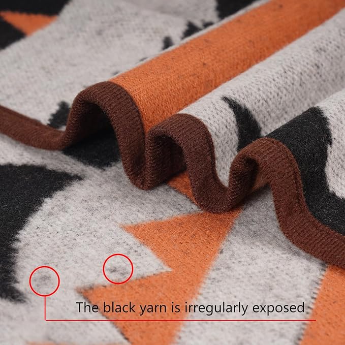 PuTian Merino Wool Blend Blanket - Soft Warm Washable Heavy Large Blanket Throw for Camping Outdoor Bed Couch Patio Van - 87X63 Grey Flame