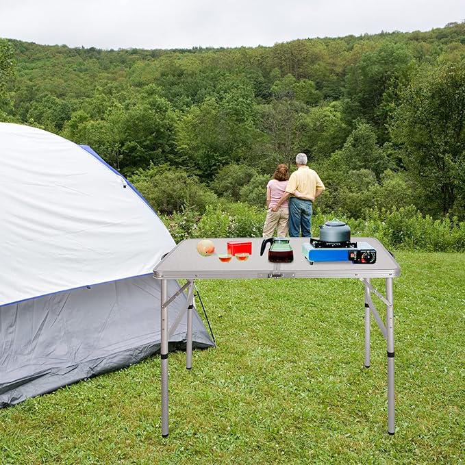 RedSwing Aluminum Folding Table 3 Feet Adjustable Height Lightweight and Portable Camping Table 36x24 Inches