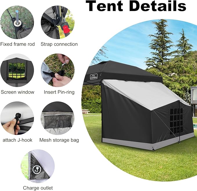 KAMPKEEPER Canopy Side Tent Camping Canopy Tent for 10x10 Pop Up Canopies Cube Tents Gazebo Room Compatible with 10' Wide Canopies(Canopy Not Included)