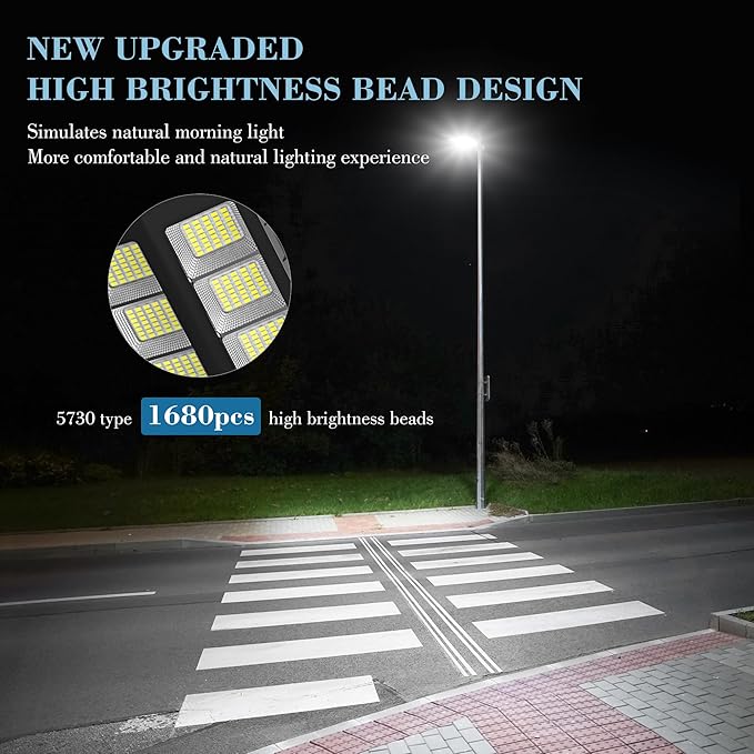 10000W Solar Street Light 7000K Solar Lights Outdoor Waterproof Motion Sensor Solar Security Light IP66 Waterproof Solar Street Lights Outdoor Dusk to Dawn for Parking Lot Yard Farm