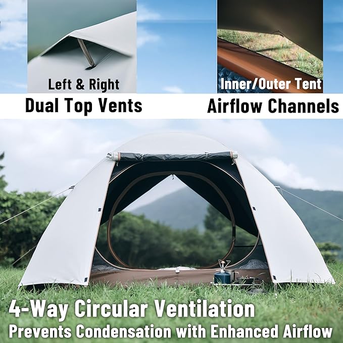 Naturehike Cloud River Tent [2025 Upgrade] - 2-3 Person Lightweight Backpacking Tent Black Coating for Sun Protection Windproof &amp Rainproof Easy Setup for Camping Hiking Travel Double Layer Te