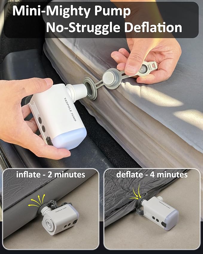 for Tesla Model Y Mattress Memory Foam 4 inch Comfortable SUV Sleeping Pad with Powerful Air Pump Inflatable Car Bed for Camping &amp Road Trips (Gray)