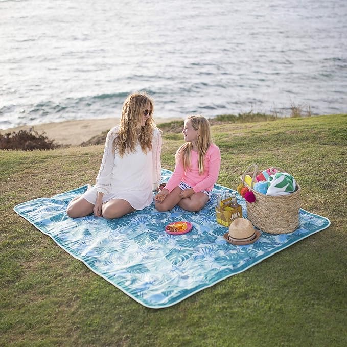 Lightspeed Outdoors XL Folding Outdoor Blanket Yucca Frond Camping Essentials Tropical 2-Pack
