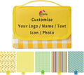 Custom Picnic Blanket Foldable Gingham Beach Mat Waterproof Sandproof Personalized Name Text Logo for Outdoor Camping Lawn Park Hiking Patio