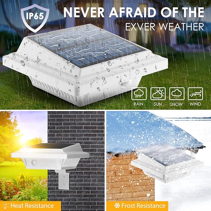 UniqueFire Outdoor Solar Gutter &amp Fence Lights 40 LEDs Waterproof Security Lamps for Eaves Garden Landscape Walkway (6PCS White Cold Light)