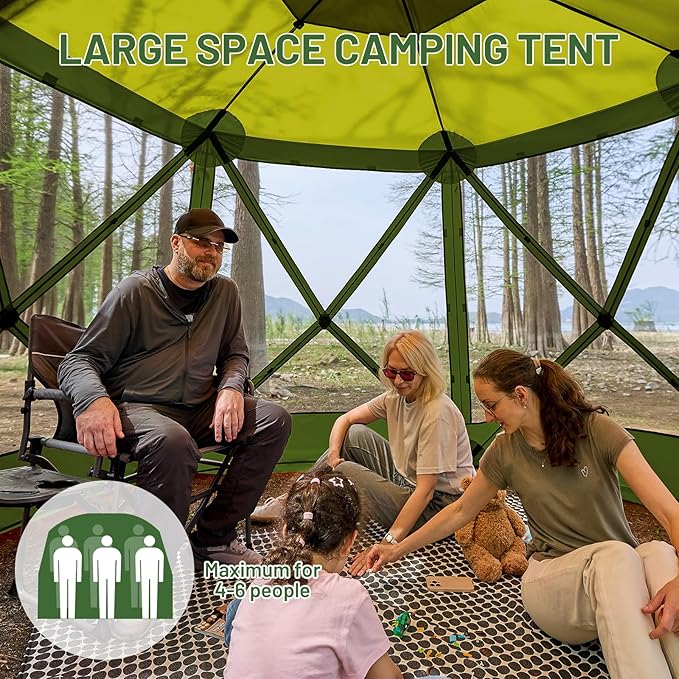 TIMBER RIDGE Easy Pop Up Gazebo Canopy Tent for Camping 11.5 X 9.8 Ft Portable Instant Screenhouse Pop Up Screened in Canopy with Netting for Backyard Patio Outdoor Tailgating Picnics Green