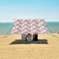 ALAZA Colorful Iris Flowers Beach Tent Sun Shelter UPF50+ Protection Beach Shade Canopy w/ 4 Sandbags for Outdoor Camping Fishing Backyard Fun Picnic 10x9 ft