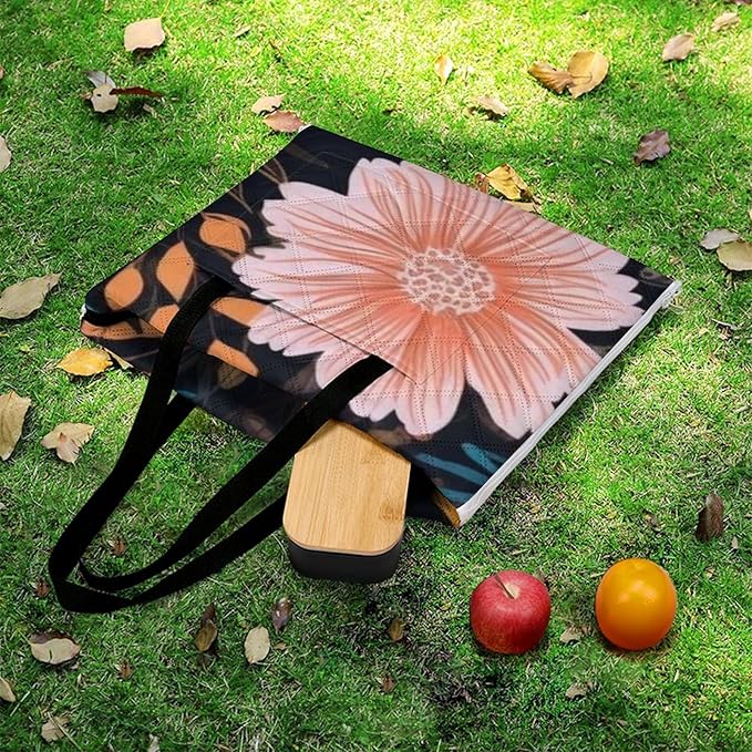 Zipper Colorful Boho Floral Style Picnic Mat Suitable for Travel Camping Park Or Home Use