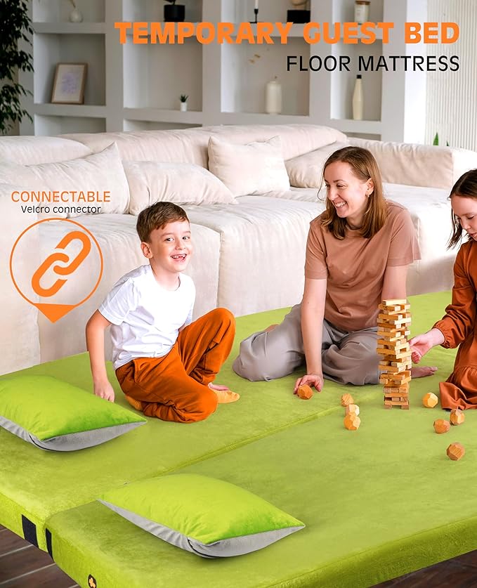 Extra Thick GAIALOOP 4 INCH Memory Foam Camping Mattress Roll Up Floor Sleeping Mat Camp Cot Mattress Pad Travel Camping Couch Bed for Guest Adults Side Sleepers