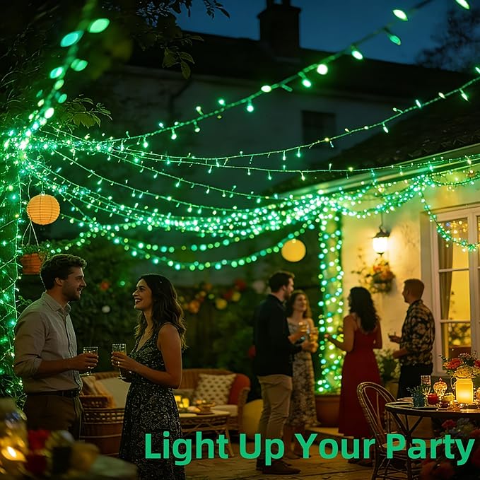 750 LED Christmas String Lights Outdoor 240FT Twinkle Fairy Lights with Timer &amp Memory 12 Modes Dimmable Waterproof St Patricks Day Decorations for House Patio Wedding Party Christmas Green