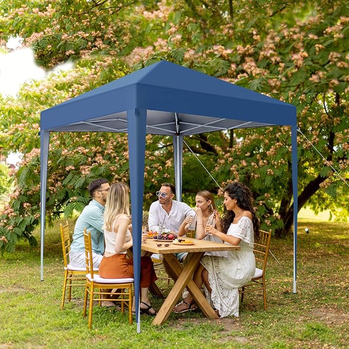 2 x 2m Two Doors &amp Two Windows Practical Waterproof Right-Angle Folding Tent Blue