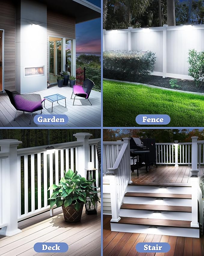 CLAONER 16-Pack Solar Motion Sensor Lights Outdoor 168 LED Waterproof Security Light with 3 Modes for Garden Fence Garage Deck Door Step
