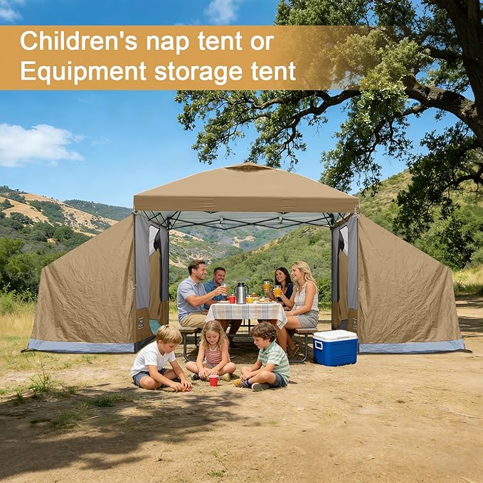 KAMPKEEPER Canopy Side Tent Camping Canopy Tent for 10x10 Pop Up Canopies Cube Tents Gazebo Room Compatible with 10' Wide Canopies(Canopy Not Included)