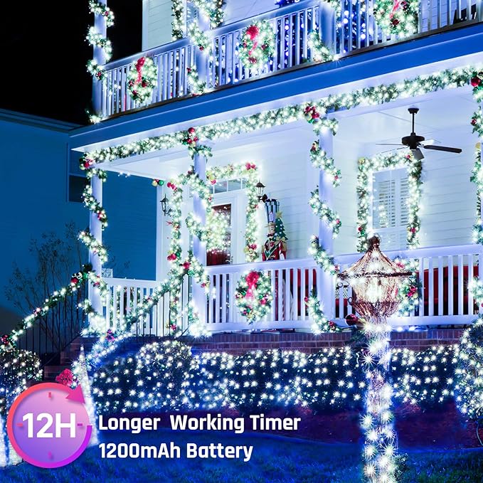 New Upgraded Solar Christmas String Lights Outdoor Waterproof 2 Pack Total 144ft 400 Led Solar &amp USB Rechargeable 19 Mode Solar Power Fairy Lights for Outside Yard Patio Garden Party Xmas Decor W