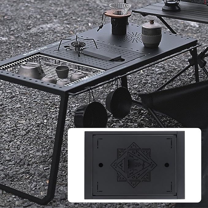 Topyond Camping Table Board Portable Picnic Desk for Spider Stove Outdoor Stainless Steel Camping Table Board with Easy Carrying Bag for Indoor Picnic Grill Backyard Beach BBQ Party Patio