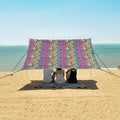 ALAZA Rainbow Leopard Cheetah Print Beach Tent Sun Shelter UPF50+ Protection Beach Shade Canopy w/ 4 Sandbags for Outdoor Camping Fishing Backyard Fun Picnic 10x9 ft