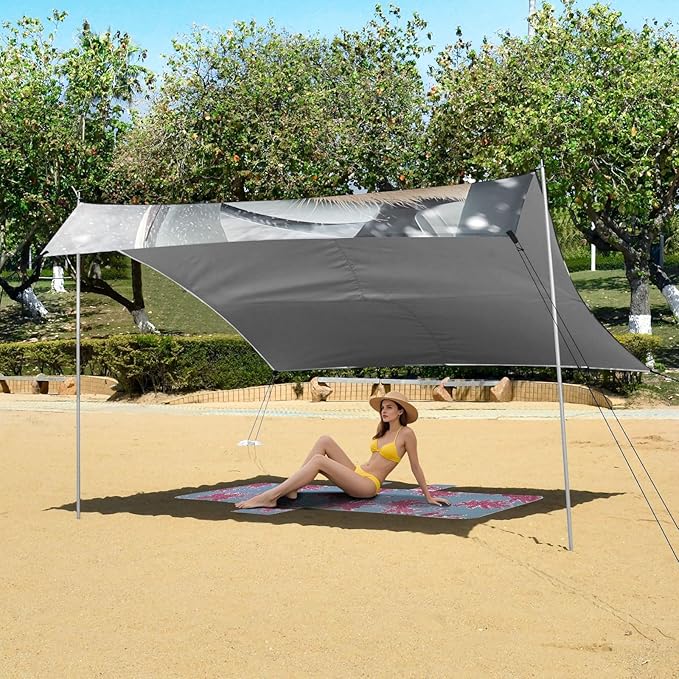 ALAZA Capybara Driving Funny Animals Beach Tent Sun Shelter UPF50+ Protection Beach Shade Canopy w/ 4 Sandbags for Outdoor Camping Fishing Backyard Fun Picnic 10x9 ft