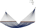 Hatteras Hammocks Deluxe Navy Duracord Rope Hammock with Free Extension Chains &amp Tree Hooks Handcrafted in The USA 450 LB Weight Capacity 13 ft. x 60 in