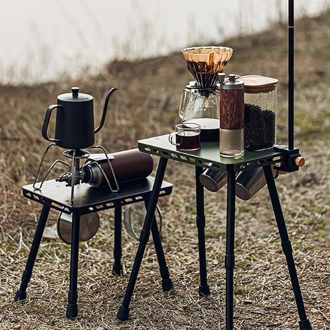Outdoor Furniture 2 in 1 Folding Table Stool Camping Outdoor Practical Small Table Aluminum Alloys Folding Small Chair for Camping Picnics