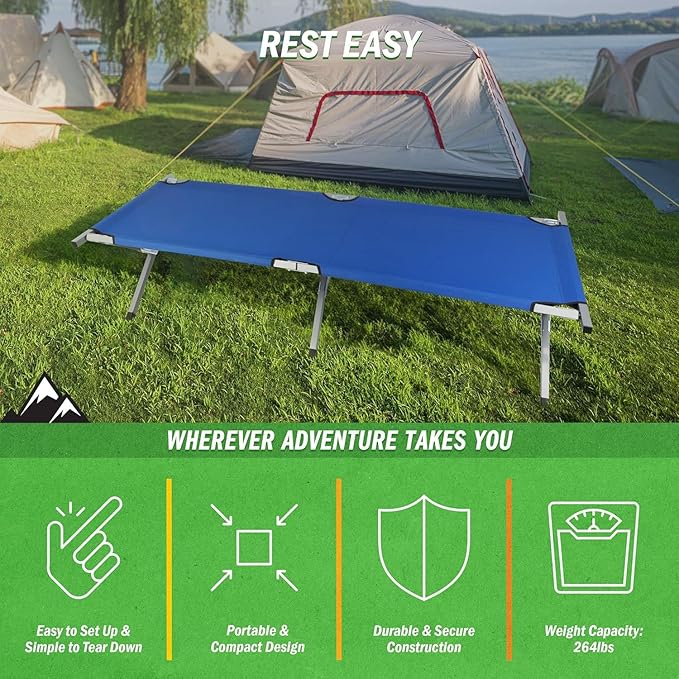 Generic Folding Camping Cot Bed with Carry Bag Portable &amp Lightweight Sleeping Bed Compact &amp Foldable Ideal for Home Travel Office Beach &amp Camping