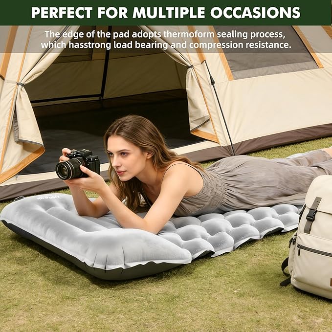 HiiPeak Camping Sleeping Pad Ultralight Camping Mat with Pillow Built-in Foot Pump Inflatable Sleeping Pads Compact for Camping Backpacking Hiking Traveling Tent