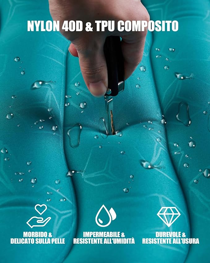 AKSOUL Sleeping Pad Ultra-Thick - Inflatable Sleep Mat Lightweight &amp Compact 4.72 in Air Mattress with Pillow Self-Inflating with Built-in Foot Pump for Traveling Hiking Camping (Blue)