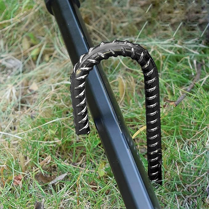 16 Inch J Hook Rebar Stakes 40 Pack Heavy Duty 5/16 Inch Diameter Black E-Coated Steel Wind Resistant Ground Anchors for Trampoline Bounce House Dog Kennel Chain Link Fence &amp Gazebo