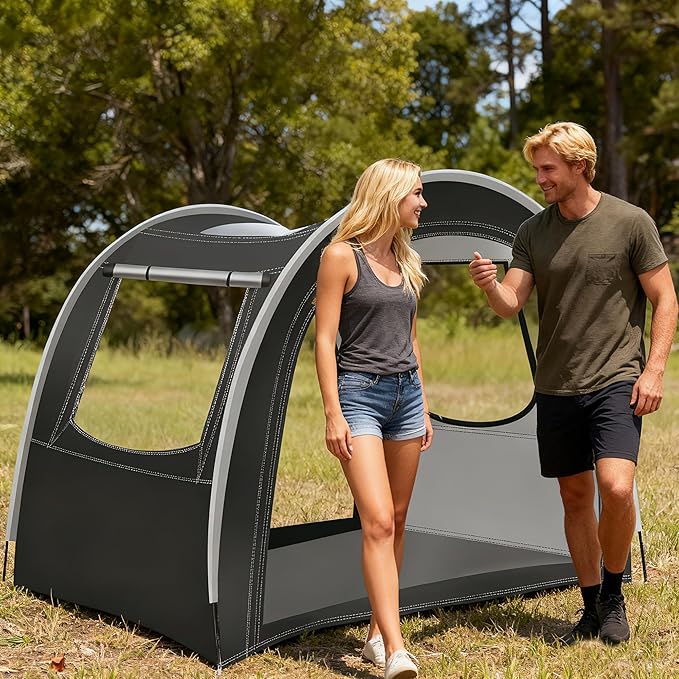 Tunnel &amp Camping Tent 82x71x65 in 2/3/4 Person Three-Layer Design with Mesh/PVC/Oxford Fabric Glamping Tent Weatherproof/Sunshade Portable Tents for Outdoor Easy Setup
