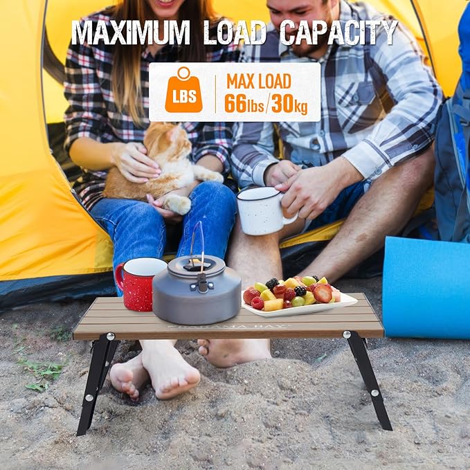Old Bahama Bay Ultralight Aluminum Mini Table 66lbs/30kg Weight Capacity Foldable Small Beach Table with Retractable LegsSuitable for Picnic Camping Outdoor Hiking