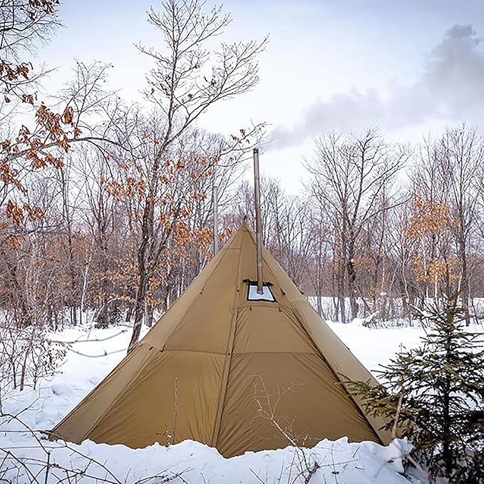 POMOLY Tipi Tent Camping Hot Tents Bromance 70 Pyramid with 3 Stove Jacks for 2-4 Person Hiking Hunting